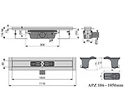 Схема трапа водоотводящий AlcaPlast APZ6 1050 мм