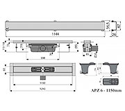 Схема трапа для душа Alcaplast APZ6 1150 мм с решеткой Design