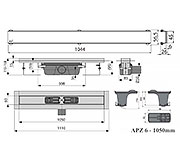 Схема трапа для душа Alcaplast APZ6 1050 мм с решеткой Зеленое стекло