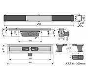 Схема трапа для душа Alcaplast APZ6 300 мм с решеткой Черное стекло