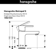 Схема смеситель для умывальника hansgrohe 14061000