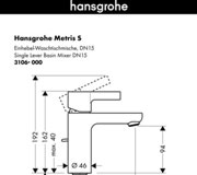 Схема смеситель для умывальника hansgrohe 31060000