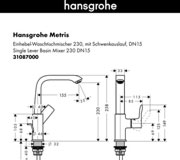 Схема смеситель для кухни hansgrohe 31087000