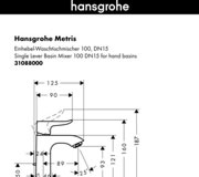 Схема смеситель для умывальника hansgrohe 31088000